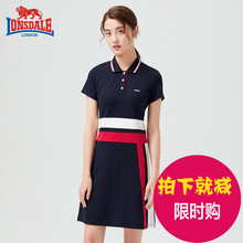 龙狮戴尔连衣裙中长款 2019透气收腰显瘦拼色运动健身裙236225842