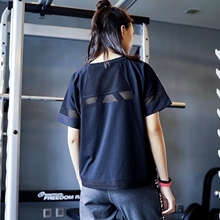 JumpBee新品 网纱拼接后背镂空短袖 t恤宽松健身服速干上衣女运动