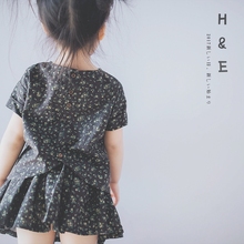 女童亚麻裙两件套公主裙碎花棉麻套装 童装 HE原创设计日本日系时尚