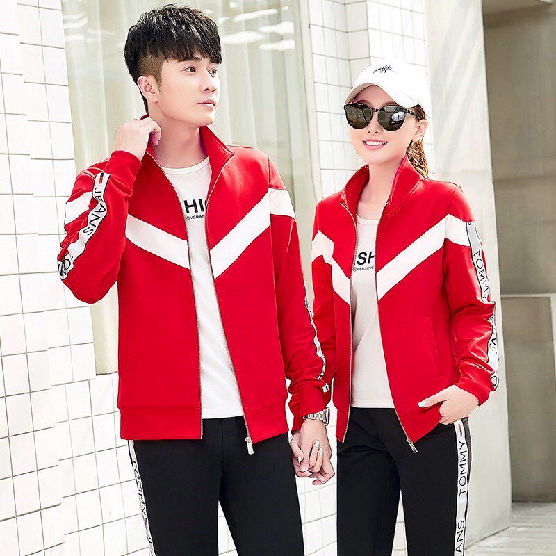 新款秋季运动情侣加厚团购休闲运动服潮2018户外套装拼色长裤春秋 新款秋季运动情侣加厚团购休闲运动服潮2018户外套装拼色长裤春秋