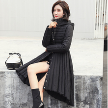2018韩版新款轻薄羽绒服女中长款立领连帽修身显瘦外套冬时尚女装图片