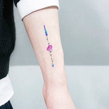 今日之星新款手绘纹身贴 英文爱心箭羽男女情侣防水持久纹身贴纸