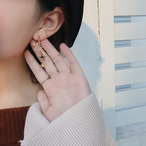 不对称镂空星星耳环耳夹