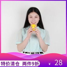 女短袖 新时尚 夏翻领纯色打底衫 百搭雪纺花边蕾丝衬衫 朵以专柜正品