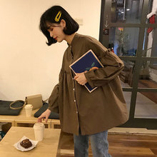上衣 娃娃款 小清新少女衬衫 衬衣女仙女范春季宽松森女系女衣服韩版