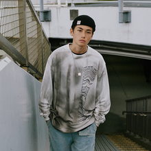 MOKACME 2019 AW 喷色喷染印花洗水做旧宽松毛圈小卫衣潮男女情侣