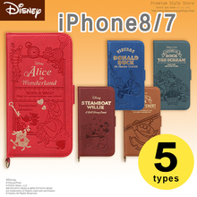 8手机 8卡通印花翻盖皮套苹果7 日本迪士尼iPhone7 壳防摔插卡挂绳