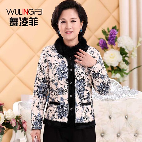 中老年羽绒内胆女大码修身长袖羽绒服冬季毛领内穿保暖内衣妈妈装商品大图