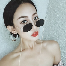 方框多边形带链条眼矩信港风ins潮太阳镜个性 韩版 新款 嘻哈墨镜