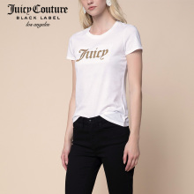 Juicy Couture女士百搭字母亮片图案修身短袖圆领T恤图片