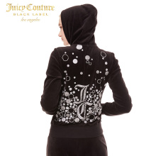 Juicy Couture女士时尚钉珠图案修身显瘦连帽天鹅绒夹克外套图片
