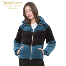 Juicy Couture时尚拼色设计天鹅绒夹克棉衣外套图片