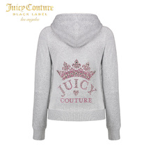 Juicy Couture钉珠字母皇冠图案装饰天鹅绒连帽卫衣外套图片