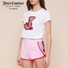 【现货】Juicy Couture2018新款休闲百搭钉珠字母樱桃圆领短袖T恤图片