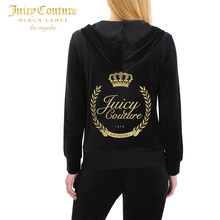 Juicy Couture女士休闲经典Juicy花环图案舒适天鹅绒夹克卫衣外套图片