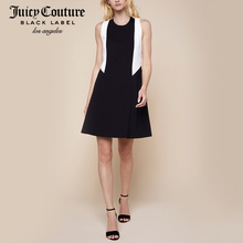 Juicy Couture2018新品优雅气质拼色露背无袖修身连衣裙图片