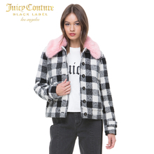 Juicy Couture2018新款时尚百搭毛领格子夹克短外套图片