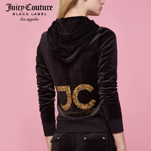 Juicy Couture2018新款JC字母图案珠子装饰天鹅绒连帽卫衣外套图片