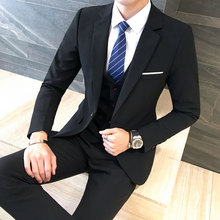 青年西装套装男三件套发型师新郎伴郎礼服商务正装大码西服职业装