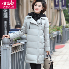 新款妈妈冬装韩版羽绒服40岁50直筒宽松遮肉加厚中年女装保暖棉衣图片