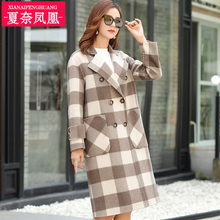 双面尼大衣服女中长款2018新款秋冬韩版翻领毛呢气质女装呢子外套图片
