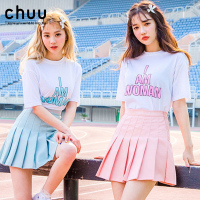 chuu2018夏季新款韩版a字百褶裙修身高腰青春少女短裙vol.12