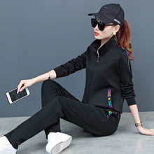 大码女装胖mm春秋2018新款时尚休闲套装宽松显瘦韩版运动服两件套图片