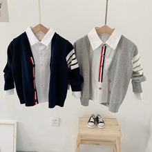 1潮2宝宝3岁儿童毛衣小童洋气2019春款 英伦风v领韩版 男童针织开衫