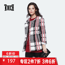 TOUCH女装加厚羽绒服女中长款2016冬季新款女士时尚拼格子外套图片