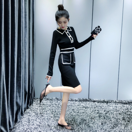 早秋针织连衣裙秋装女装2018新款韩版长袖气质裙子气质女神范衣服商品大图