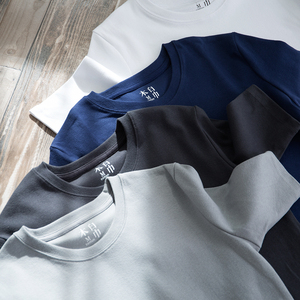 木白巾极简罗纹面料修身短袖t恤修臂型圆领纯棉罗纹