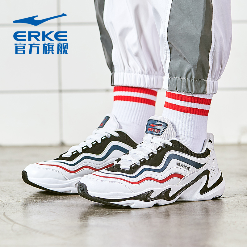ERKE Spring 2019 Genuine Women's Sports Shoes Father's Shoes Anti slip Wear resistant Shock Absorbing Thick soled Running Shoes
