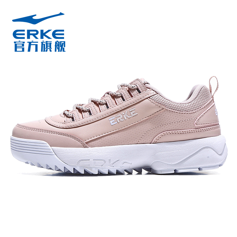 ERKE Zheng Brand Women's Shoes Autumn and Winter New Leisure Vintage Wear resistant Anti slip Thick soled Sports Shoes Plate Shoes