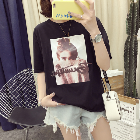胖妹妹大码女装夏装2018新款胖MM宽松遮肚子显瘦半袖t恤上衣200斤商品大图