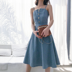 小清新中长款性感修身气质连衣裙