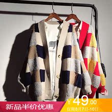 港风中长款宽松针织开衫女2018新款女装韩版复古秋装毛衣外套冬季图片