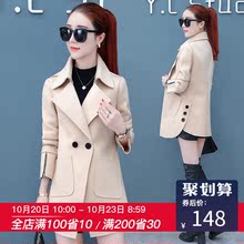 中长款外套女装长袖2018新款修身韩版毛呢子夹克秋冬季加厚外衣服图片