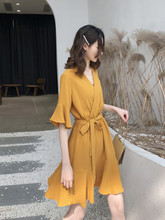 2019年夏款 御姐风连衣裙百搭气质超仙女森系收腰甜美桔梗裙子潮流