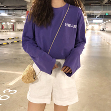 春季韩版潮宽松百搭ulzzang原宿风bf学生复古港味长袖T恤女装图片