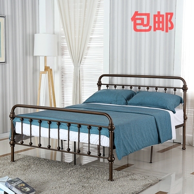 新款欧式1.5米铁床1.8米双人床1.2米单人床工艺床铁艺钢木床新品特惠