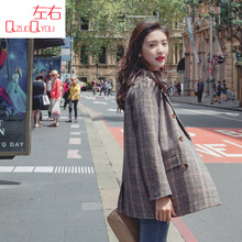 秋装女2018新款女装韩版外套春秋短款宽松时尚双排扣小西装小西服图片
