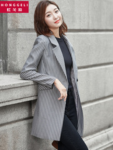 休闲小西装女外套韩版中长款2018新款女装春装修身长袖职业西服秋图片