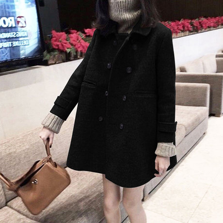 高冷系气质女装小清新加厚waitmore赫本呢子大衣港味毛呢外套秋冬商品大图
