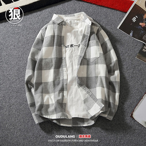 日系潮牌复古宽松衬衫男学生