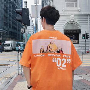 张云雷同款衣服2019早春T恤短袖男青年半截袖ins五分袖打底衫男潮