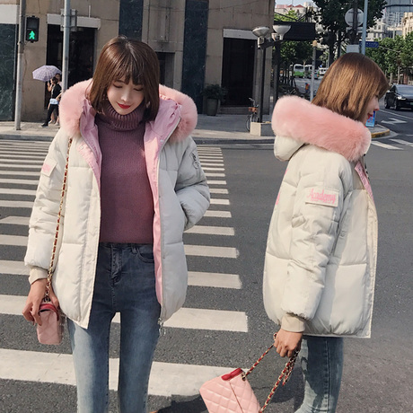 棉服外套韩版冬季女装反季节加厚短款棉袄女学生外套大毛领棉衣商品大图