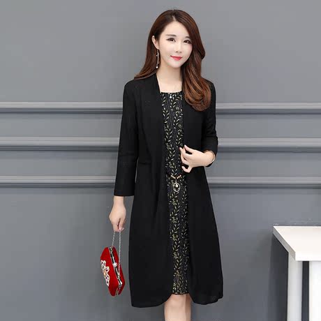 中老年妈妈装连衣裙女2018秋季新款韩版时尚气质长袖过膝A字裙潮商品大图