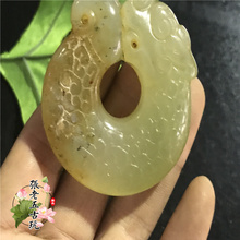 战国古玩玉器古董玉璧做旧玉石挂件仿古老岫玉高古玉把件摆件龙钩