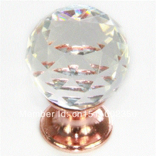 Crystal 30mm Glass Handle 10pcs Pull Round base Metal Clear