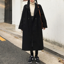 毛呢外套女装2019秋冬新款韩版宽松过膝长款呢子大衣森系毛呢大衣
